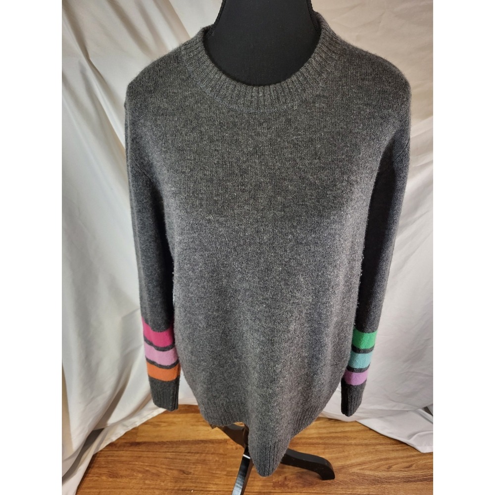 Hannah Rose Size XL Gray Rainbow Sleeves Cashmere Sweater